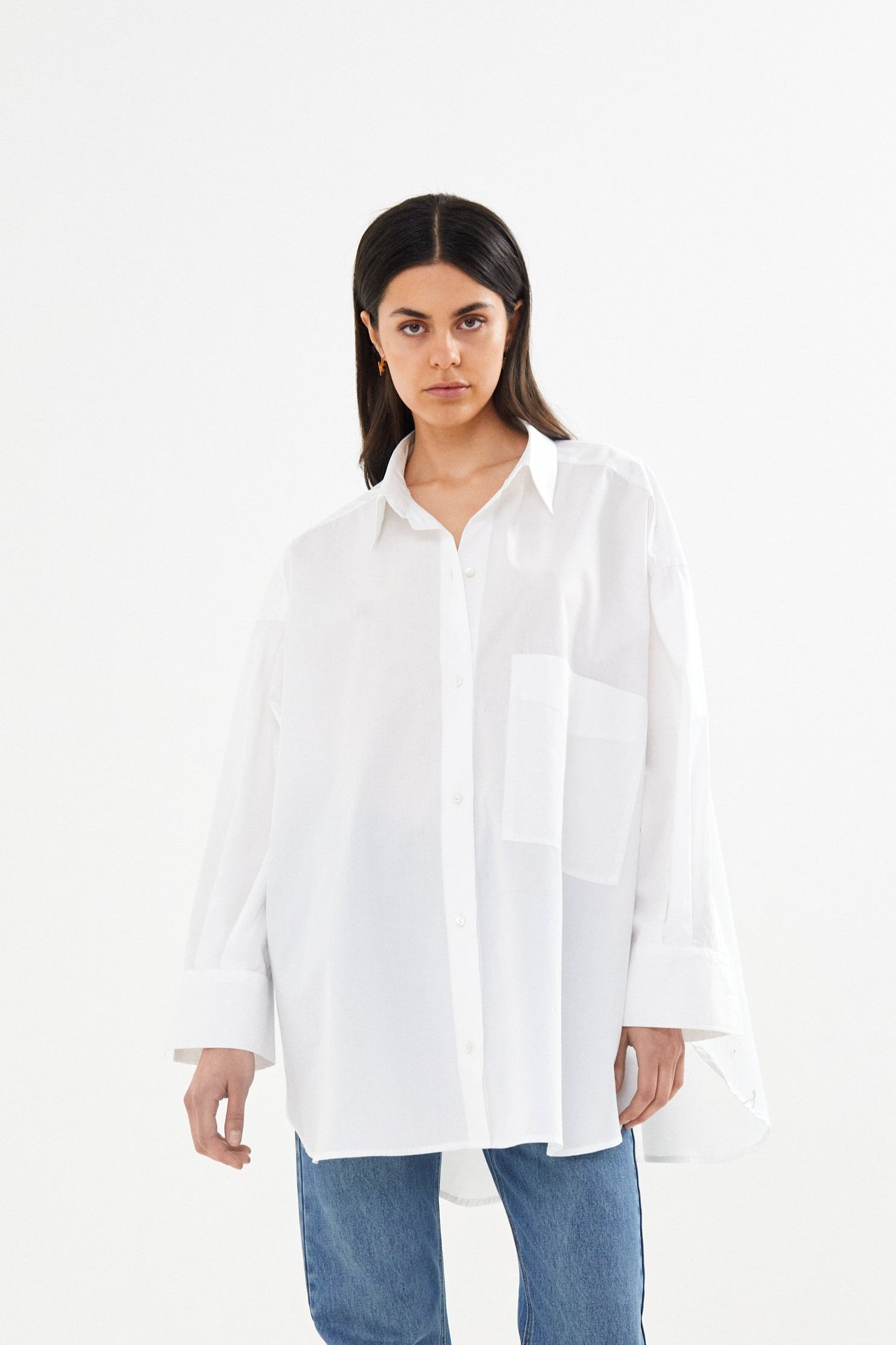 Noah Poplin oversized skjorte - hvid